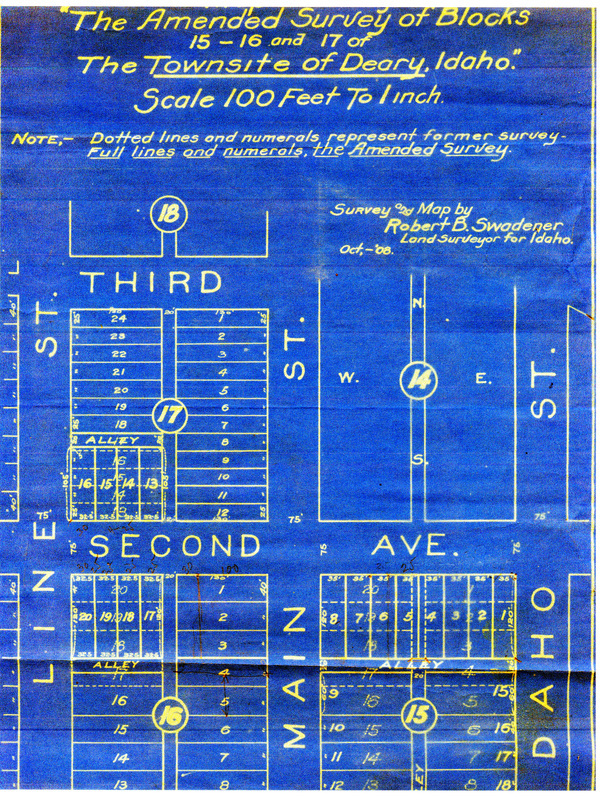 Amended survey of blooks 15-16 and 17 of the townsite of Deary, Idaho ...