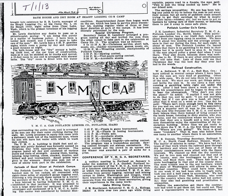 Magazine article describing the Potlatch Lumber Company's YMCA car.