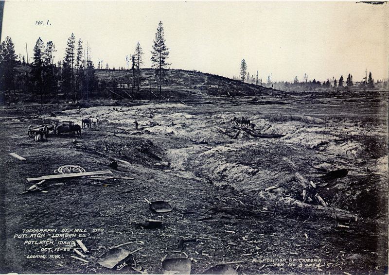 Photograph of the topography of the mill site, looking NW.