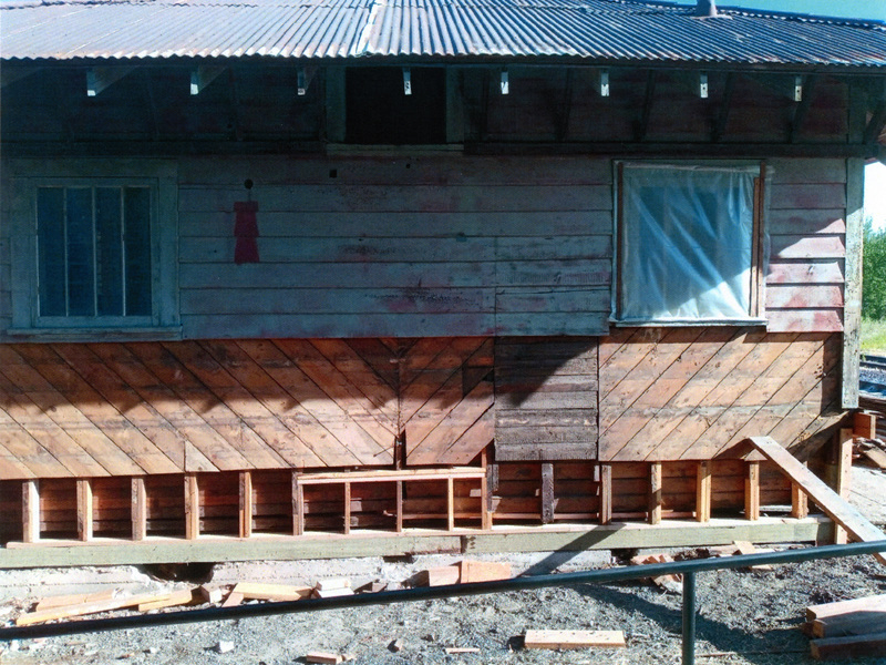 Photograph of the new foundation under the north wall of the WI&M Depot Annex.