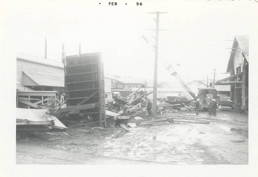 The aftermath of a structure being demolished.