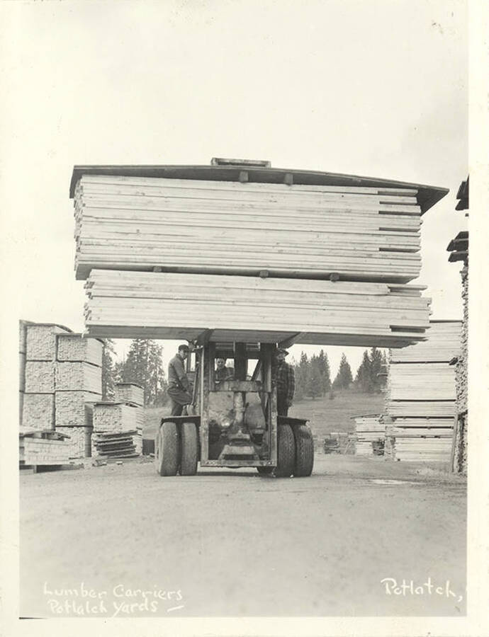 Lumber carriers in the Potlatch lumber yards.