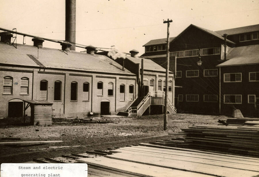 A photograph of the steam and electric generating plant.
