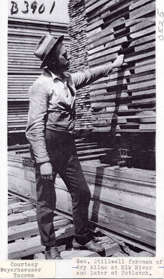 A photograph of Geo. Stillwell, a foreman of dry kilns at Elk River then Potlatch.