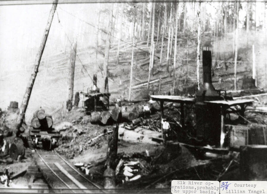 A photograph of operations on the upper basin of Elk River.
