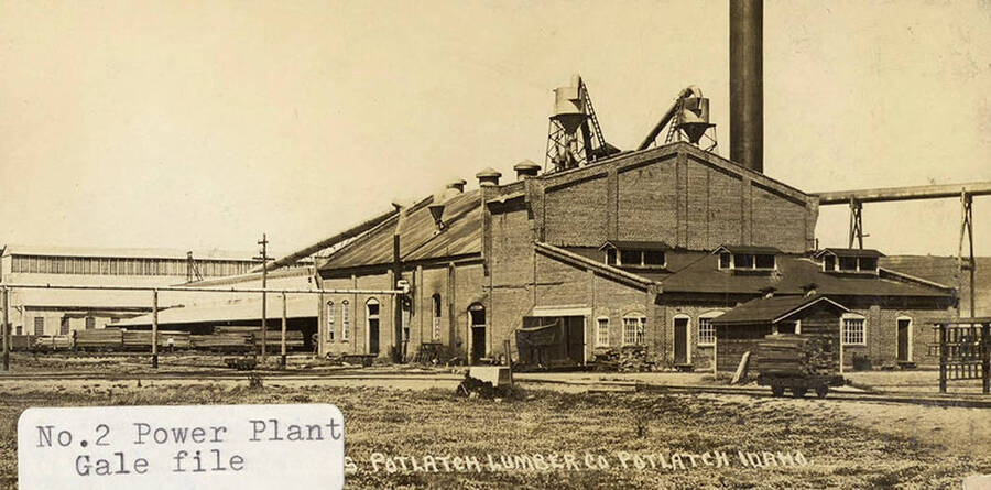 A photograph of the number 2 power plant at the Potlatch Lumber Company in Potlatch, Idaho