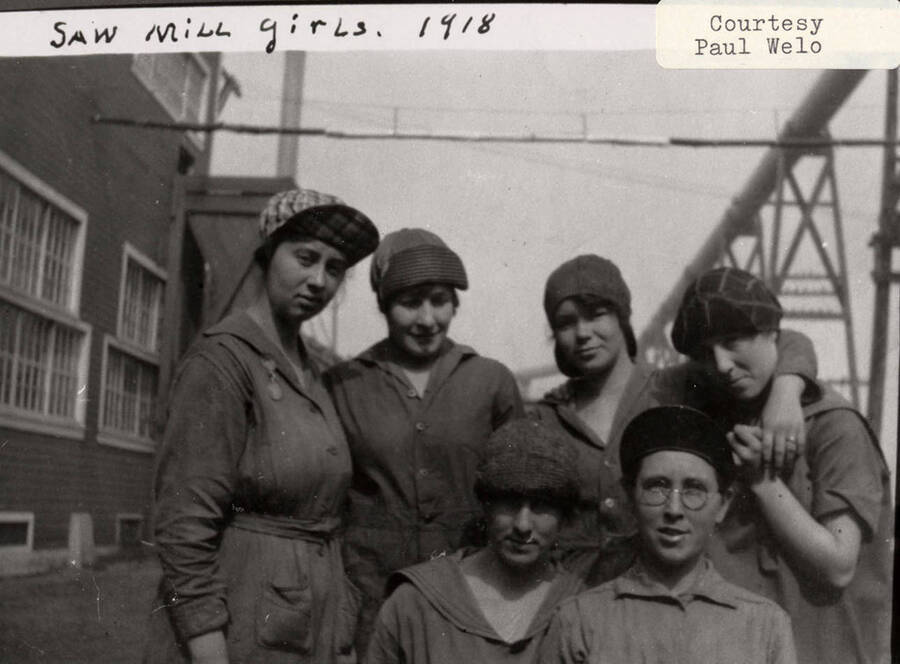A photograph of the saw mill girls.