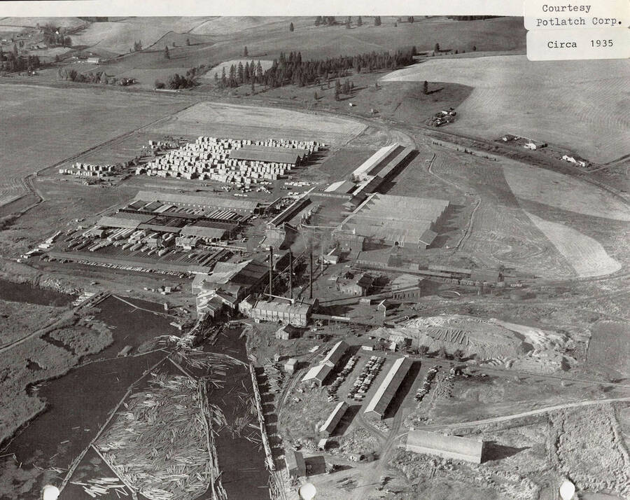An aerial photograph of the Potlatch Plant.