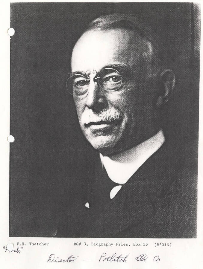 A portrait of F.H. 'Frank' Thatcher, a director at the Potlatch Lumber Company.
