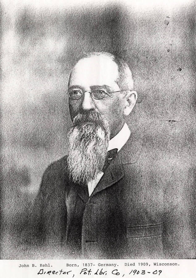 A portrait of John B. Kehl, a director at the Potlatch Lumber Company from 1903-1909. He was bornin 1837 in Germany and died in 1909 in Wisconsin.