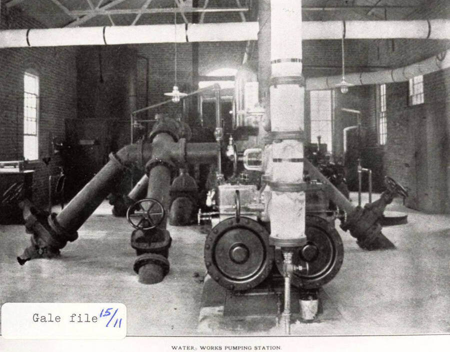 A photograph of the water works pumping station that supplied all the water needed for the plant and the town. They were two Fairbanks Morse Underwriter's Fire Pumps that were steam powered. They were originally supplied by two 500' wells.