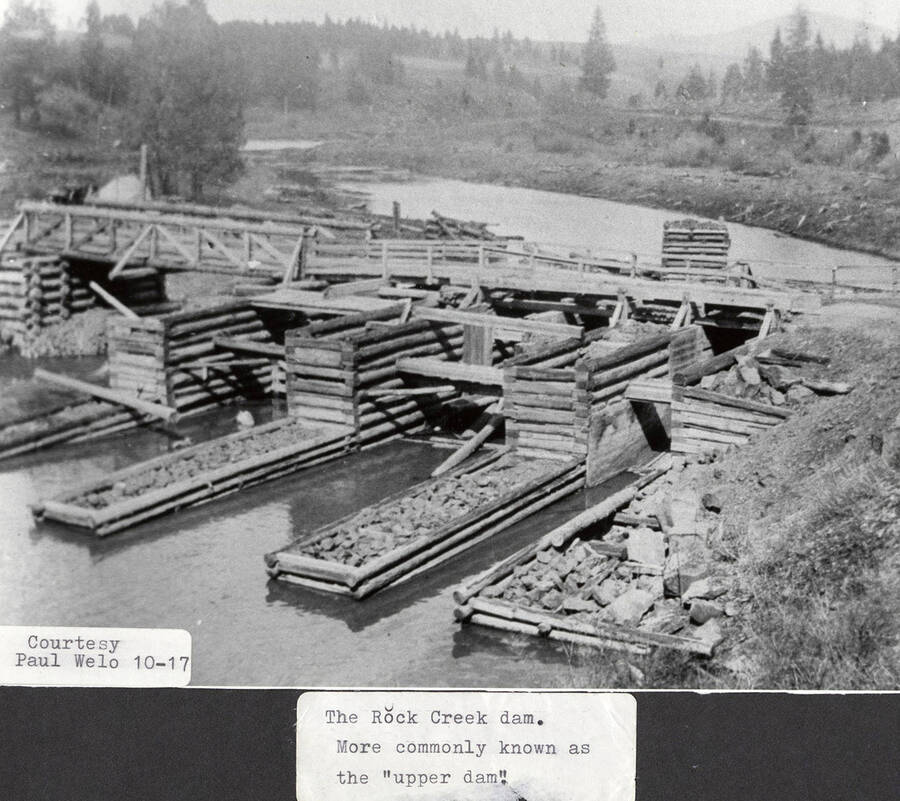 A photograph of the Rock Creek dam that was more commonly known as the 'upper dam.'