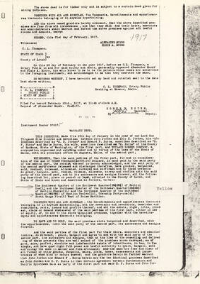 A warranty deed for the yellow portion of land from 'Deary Land.'