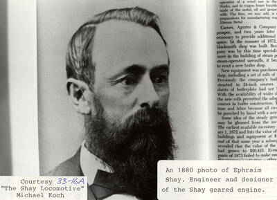 Photo of Ephraim Shay, the engineer and designer of the Shay geared engine.