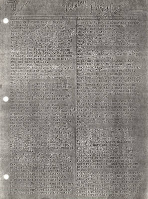 A page from a volume of the Potlatch Pine Cone about the start up of the Lutheran Church in Potlatch.