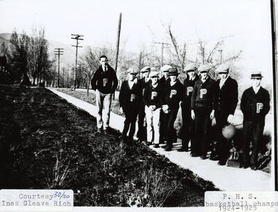A photograph of the Potlatch High School basketball champs in 1924. Photo courtesy of Inez Gleave Rich.