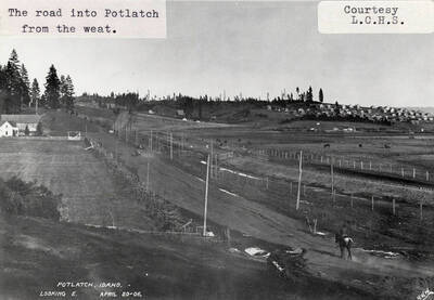 A photograph of the road into Potlatch from the west.