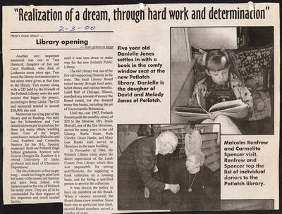 A story about the importance of donors and memorials to the success of a new library, particularly about the funds from family and friends of leukemia victim Tess Haddock