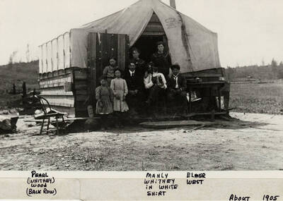 Pearl (Whitney), Wood (Back Row), Manly Whitney (in white shirt) and Elmer West. Photograph taken about 1905.