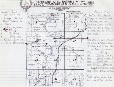 A map of the Boise Meridian. On the sides of the map, details are given about certain locations.