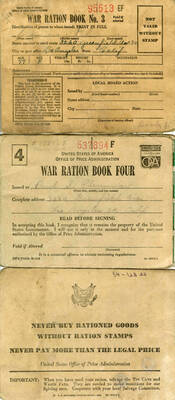 Paul Plummer's World War II Ration books. Owned the lumber mill locally.