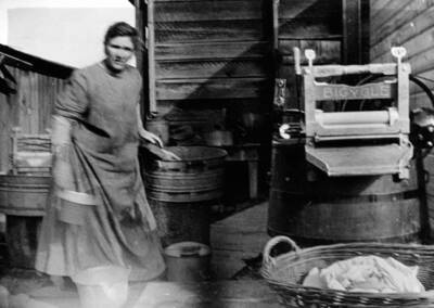 Grandma Bertha Nirk on wash day.