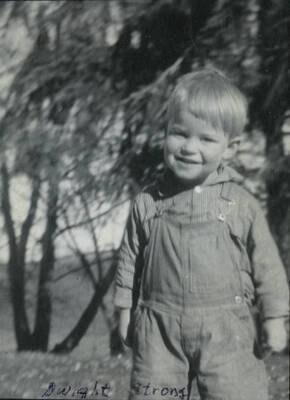 Photo of young Arthur Dwight Strong in suspenders.