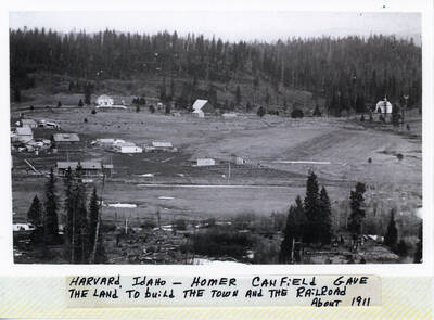 Homer Canfield gave the land to build the town of Harvard, Idaho, as well as the railroad.