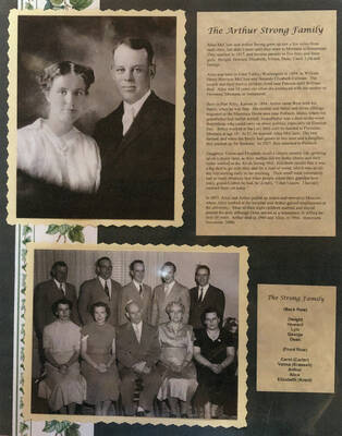 An informational poster on the Arthur Strong family, originally published as part of the Lone Jack Mystery Family Contest.