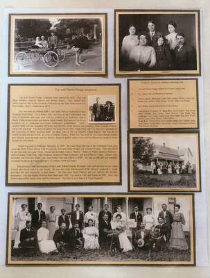 An informational poster on the Fay and Naomi Hodge Anderson family, originally published as part of the Lone Jack Mystery Family Contest.