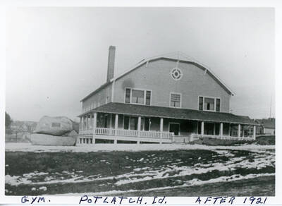 Photograph of the gymnasium in Potlatch, Idaho in the 1920s.