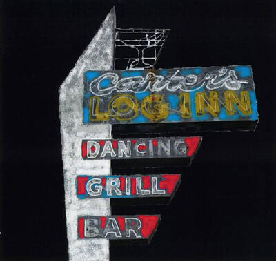 Photograph of the Carter's Log Inn neon sign.