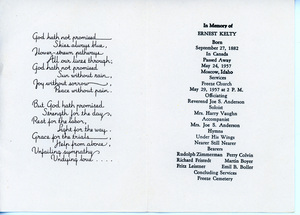 Funeral Program for Ernest Kelty.