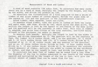 Document explaining how to measure wood and lumber.