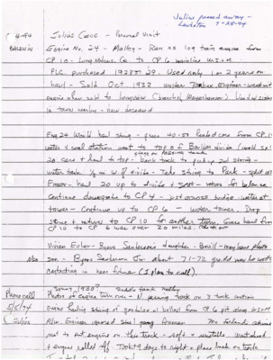 Documentation of a personal visit to and a phone call with Julius Crane.