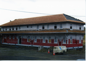 Photograph of painting and completing the shingles at the WI&M Depot.