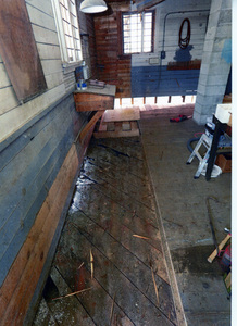 Photograph of the floor replacement in the Wi&M Depot Annex..