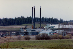 Photograph looking Southwest at the power plant at the Potlatch Mill.