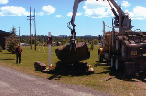 Photograph of placing the tribute rock in Scenic Six Park.