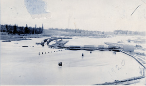 Photograph of flood at the Potlatch Mill.