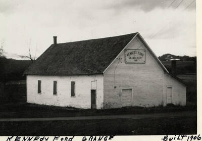 An exterior view of the Kennedy Ford Grange N. 177. The building was constructed in 1906.