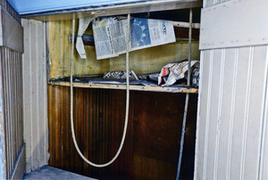 Photograph of the dumbe waiter in the Potlatch hospital.