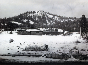 Photograph of the Deary Depot after its moving in 1955.