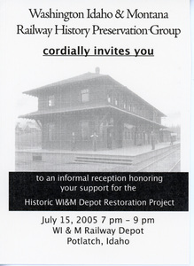 Invitation to a reception given by the WI&M Railway HPG.