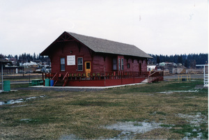 Photograph of the Princeton Depot after being relocated to Scenic 6 Park.