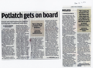 Newspaper article by David Johnson, Potlatch gets on board.