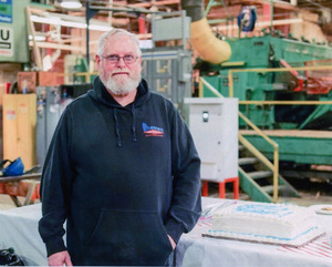 Photograph of Roger Noack on his retirement from Bennett Lumber Products, Inc.