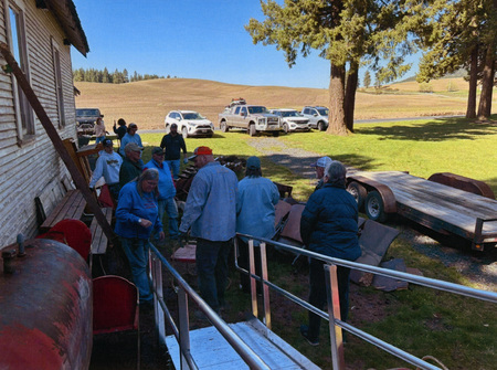Photograph of people at clean-up day at the Mountain Home Grange.
