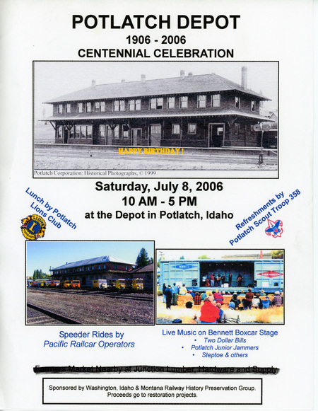 Poster for Potlatch Depo 1906-2006. Centennial Celebration