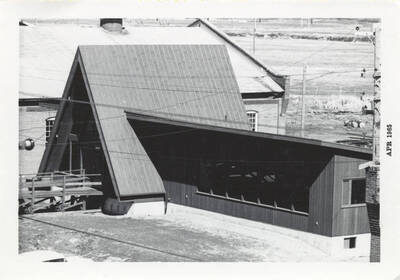 A view of a tent shaped building.